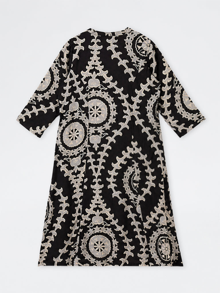 Diza Black Printed A-Line Kurta