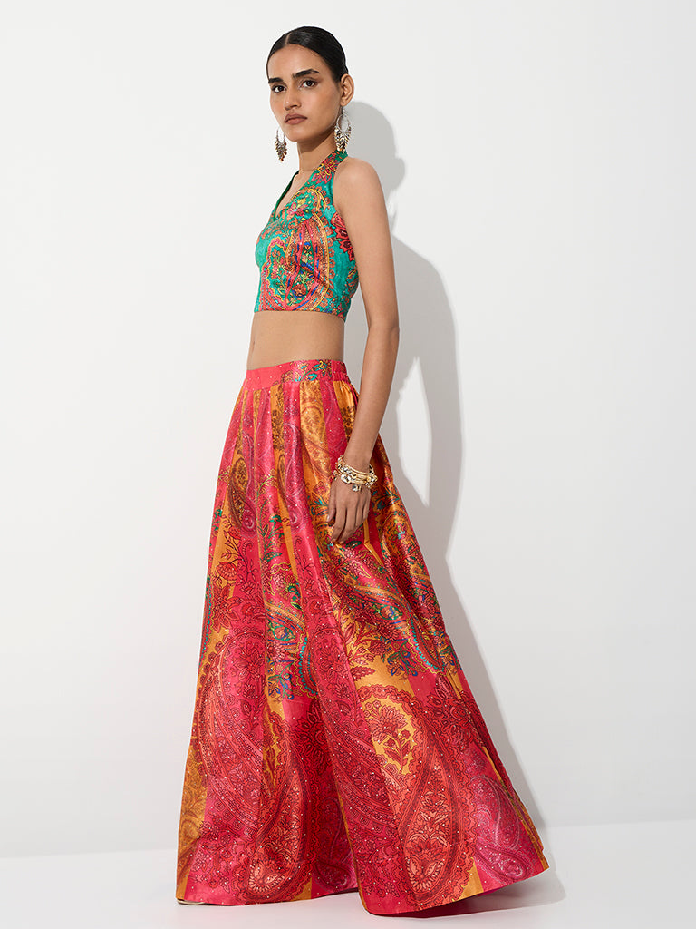 Vark Multicolor Floral Printed Skirt