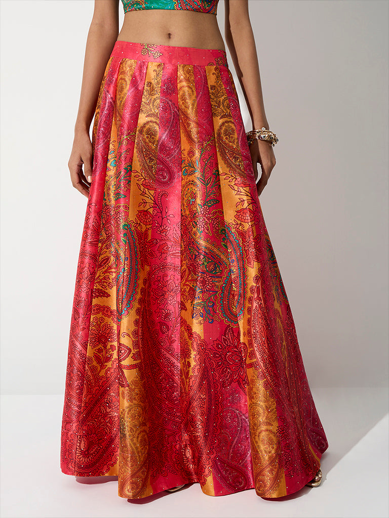 Vark Multicolor Floral Printed Skirt