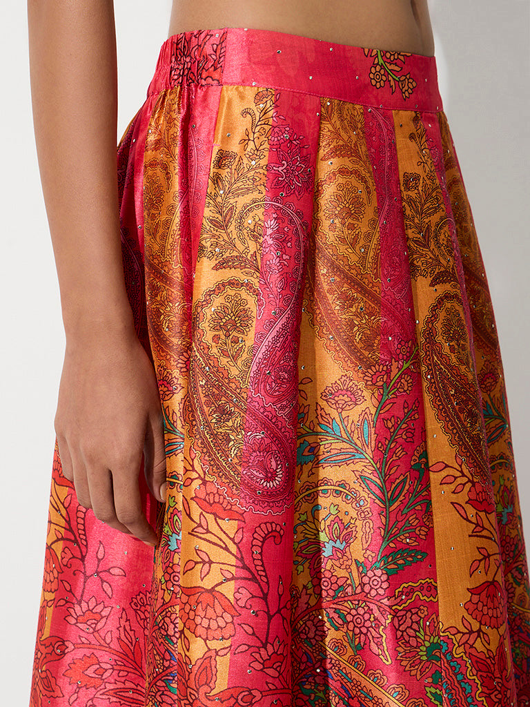 Vark Multicolor Floral Printed Skirt
