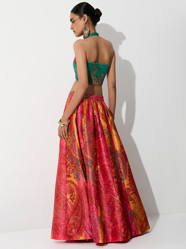 Vark Multicolor Floral Printed Skirt