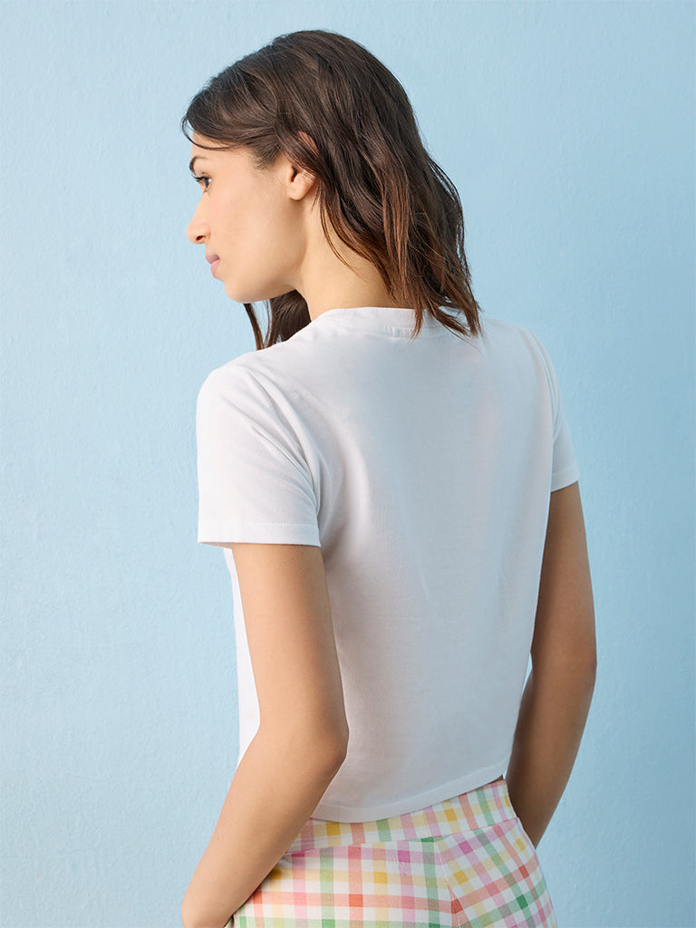 Superstar White Heart Detail Cotton T-Shirt