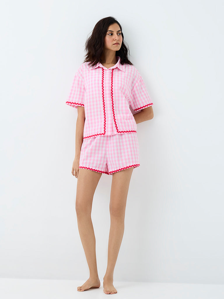 Superstar Pink Checkered Cotton Shirt