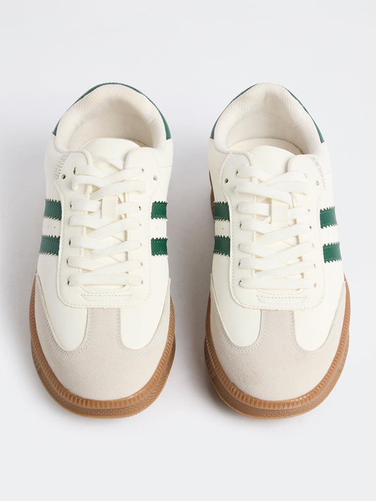 SOLEPLAY White Striped Retro Sneakers