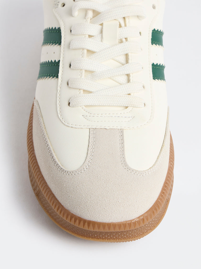 SOLEPLAY White Striped Retro Sneakers