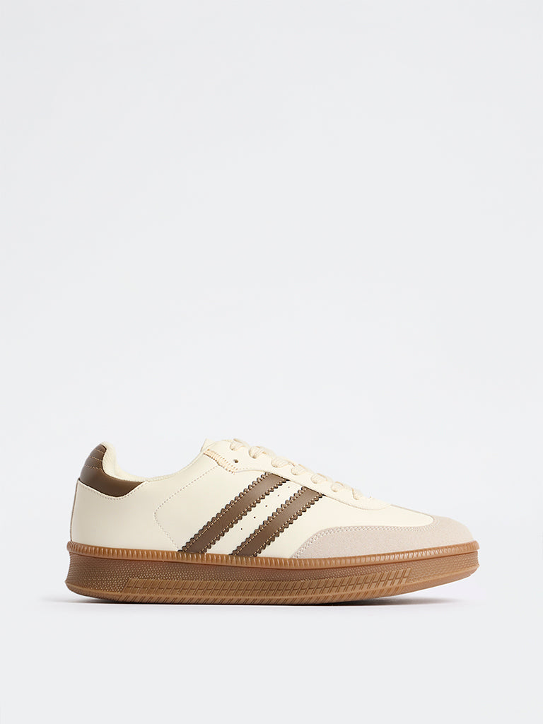 SOLEPLAY Cream Striped Lace-Up Sneakers