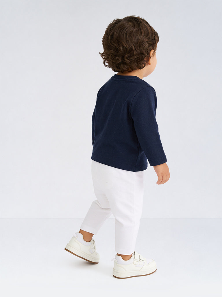 HOP Baby Boys Navy Bird Printed Cotton T-Shirt and Pants Set