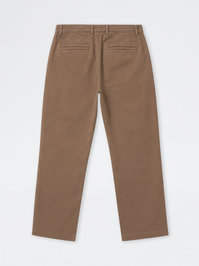 WES Casuals Brown Relaxed-Fit Mid-Rise Cotton-Blend Trousers