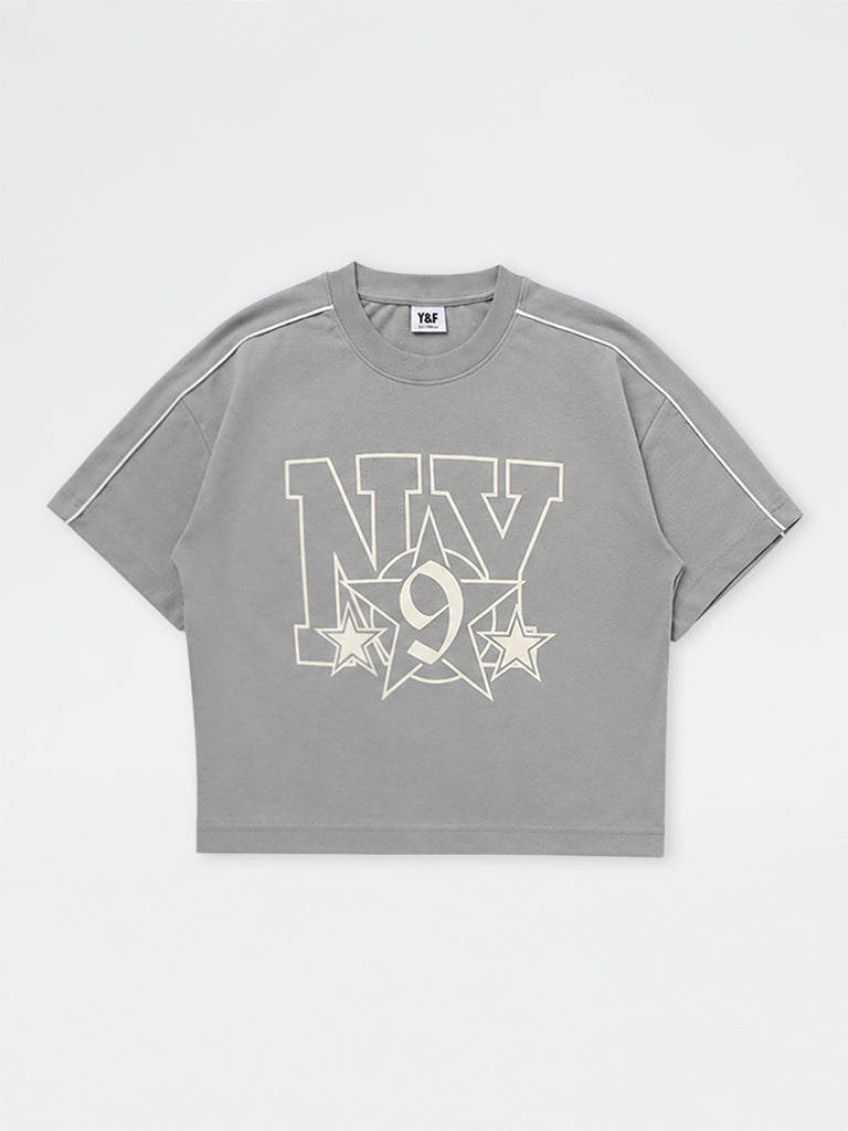 Boys Grey Graphic Printed T-Shirt