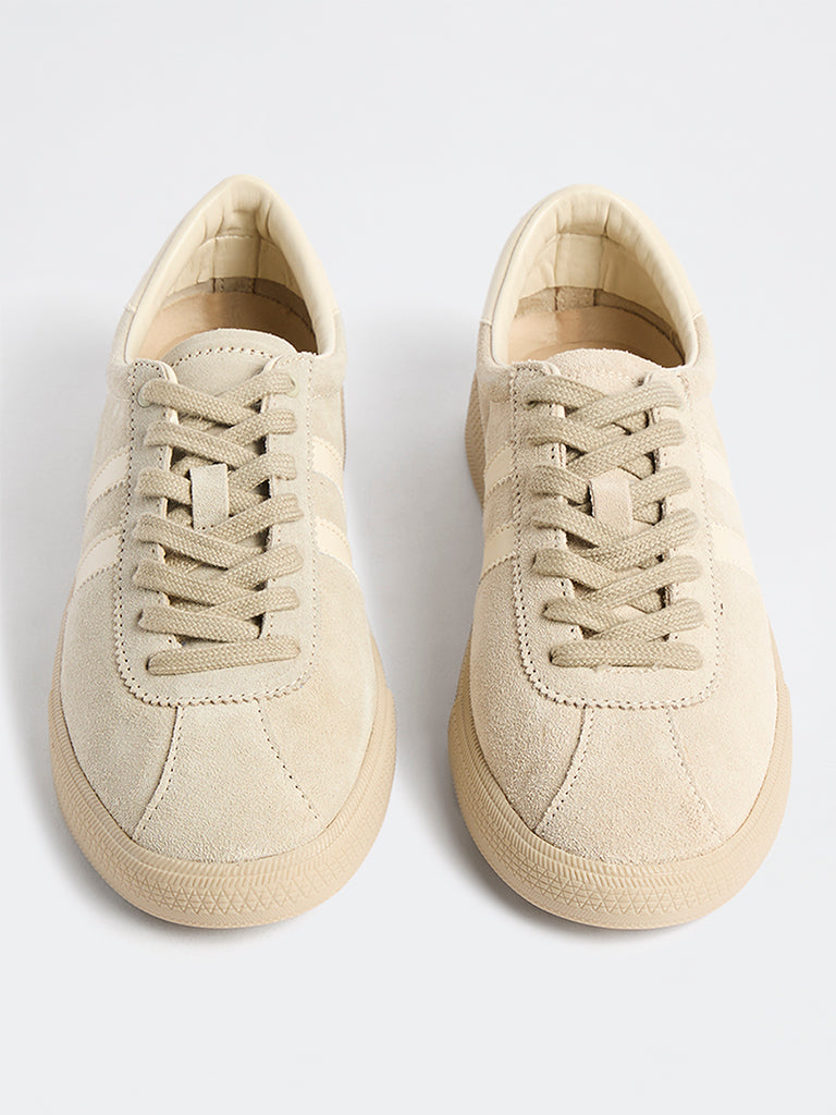 SOLEPLAY Beige Suede Lace-Up Sneakers