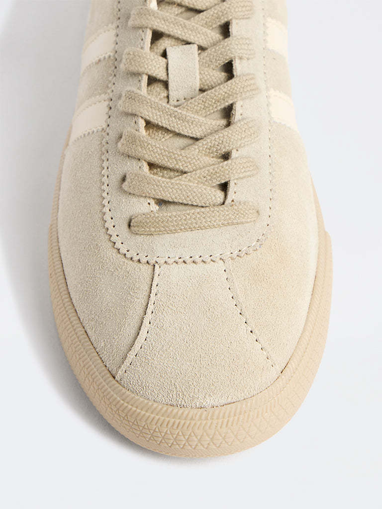 SOLEPLAY Beige Suede Lace-Up Sneakers