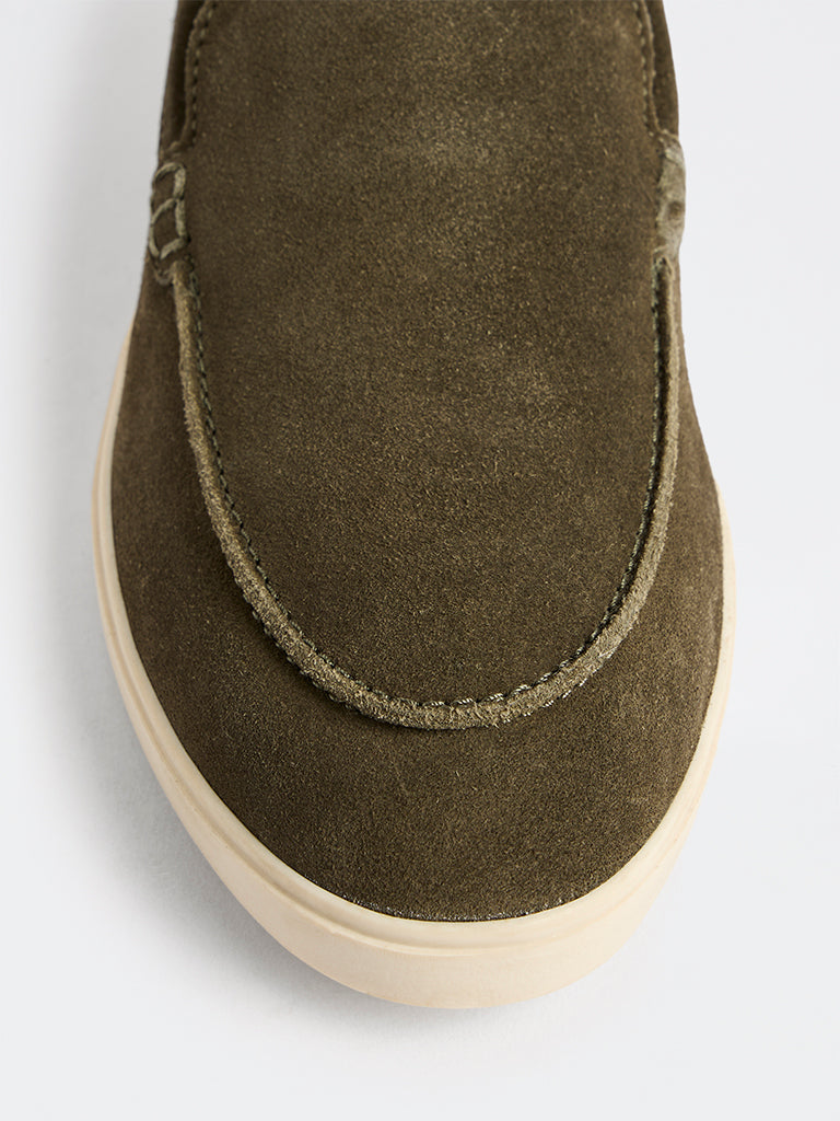 SOLEPLAY Dark Olive Suede Loafers