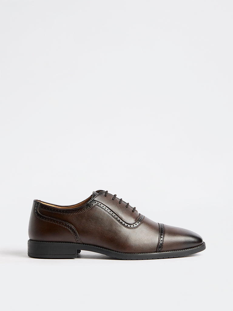 SOLEPLAY Dark Brown Solid Oxford Shoes