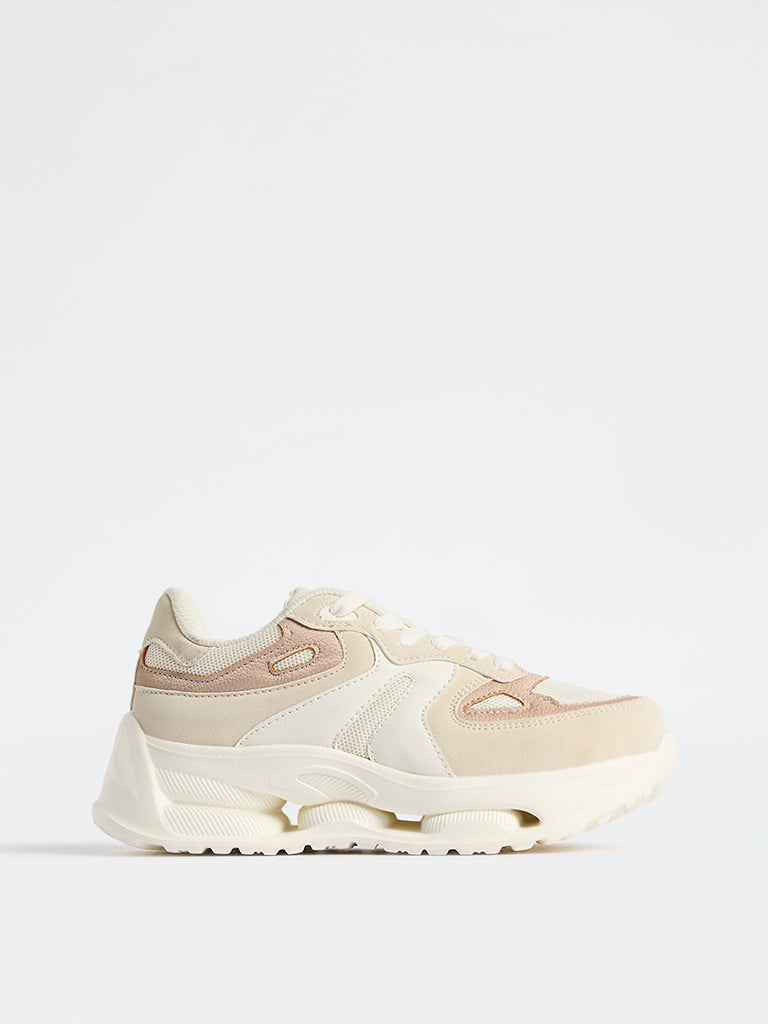 LUNA BLU Beige Colour-Blocked Chunky Sneakers