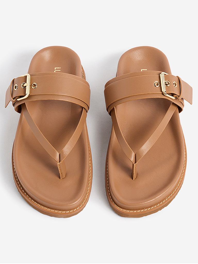 LUNA BLU Brown Thong Sandals