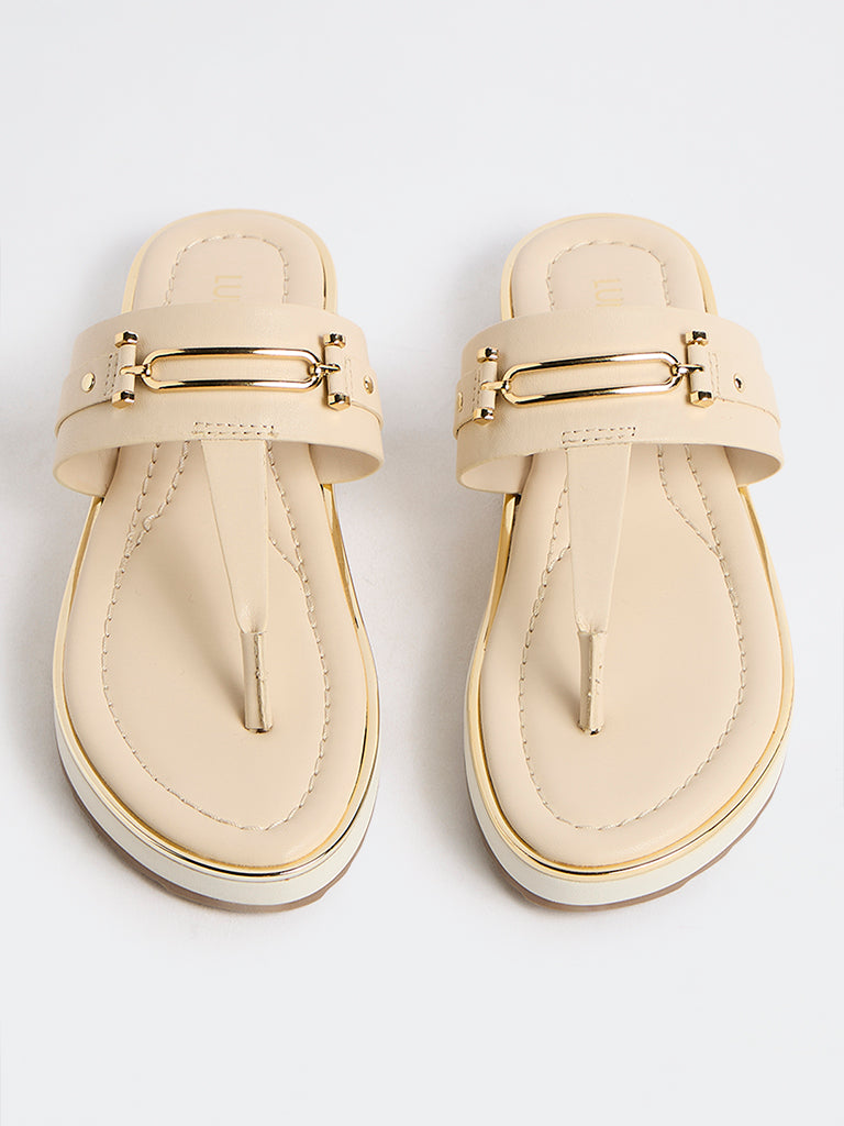 LUNA BLU Ivory Thong-Strap Sandals