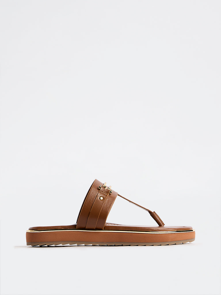 LUNA BLU Tan Thong-Strap Sandals