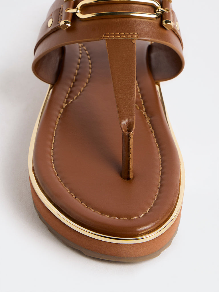 LUNA BLU Tan Thong-Strap Sandals