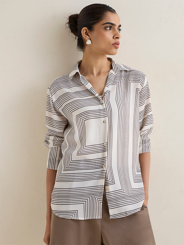 Wardrobe Off-White Geometric Pattern Shirt
