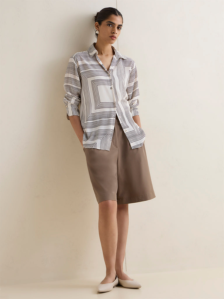Wardrobe Off-White Geometric Pattern Shirt