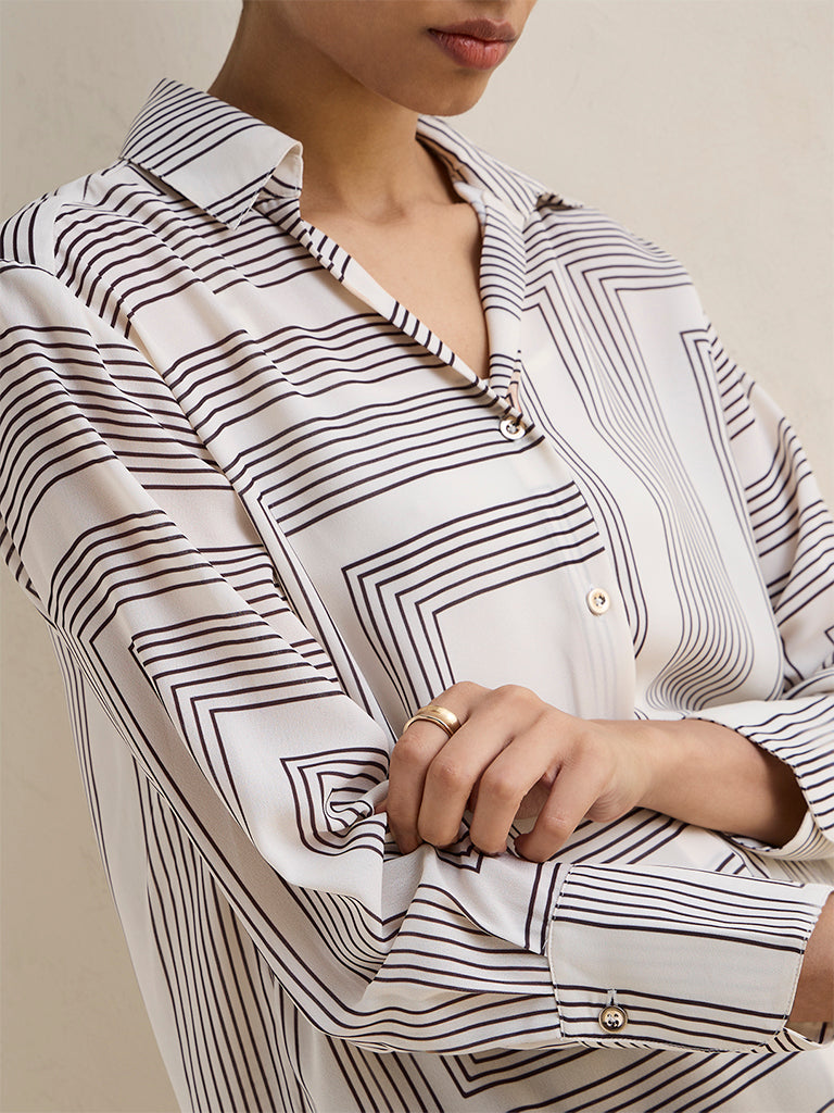 Wardrobe Off-White Geometric Pattern Shirt