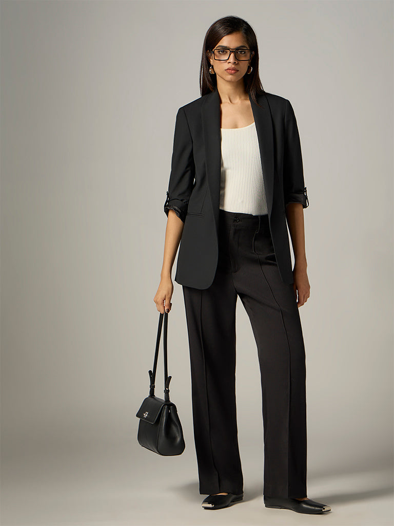 Wardrobe Black Solid Blazer