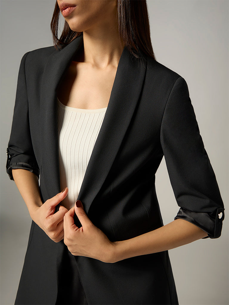 Wardrobe Black Solid Blazer