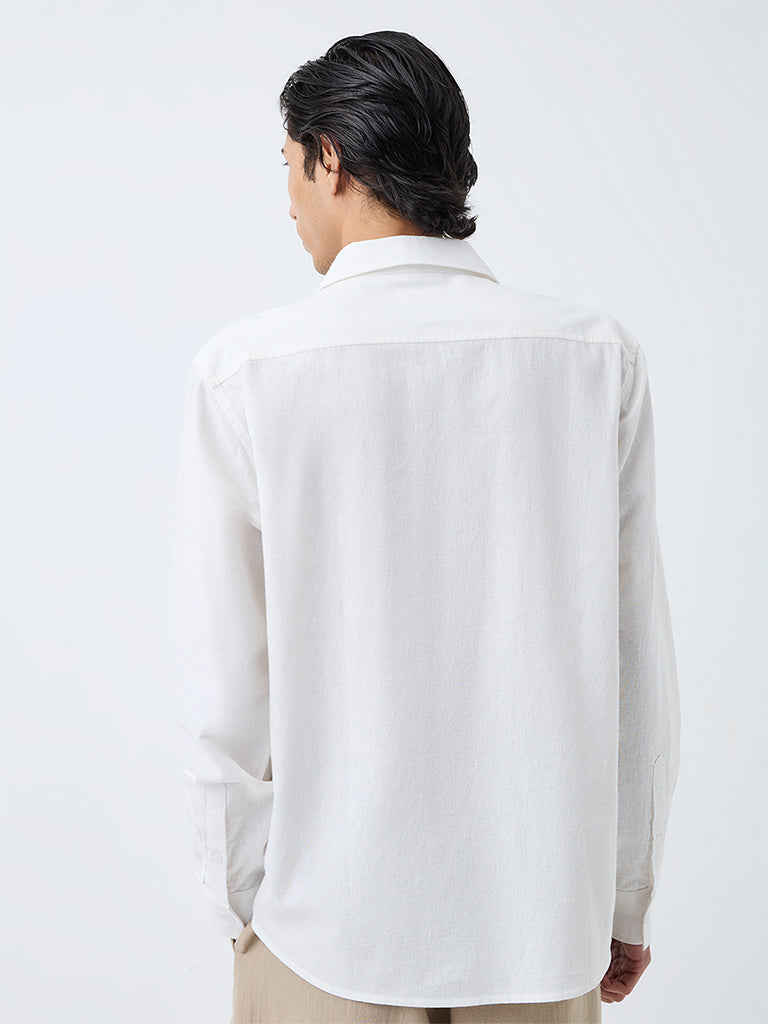 ETA Off-White Embroidered Relaxed-Fit Cotton-Blend Shirt