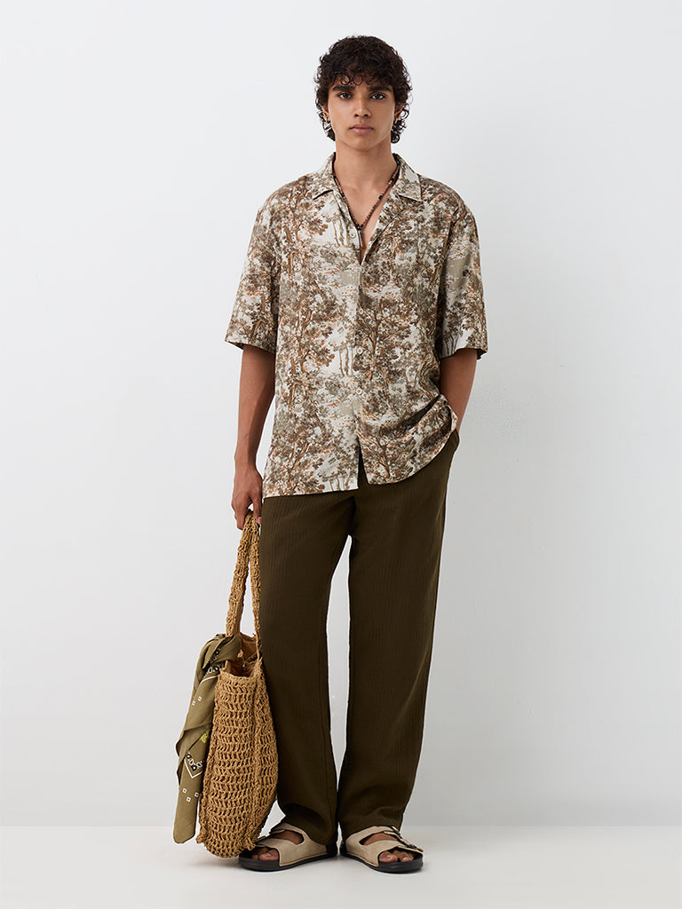 ETA Sage Foliage Printed Relaxed-Fit Shirt