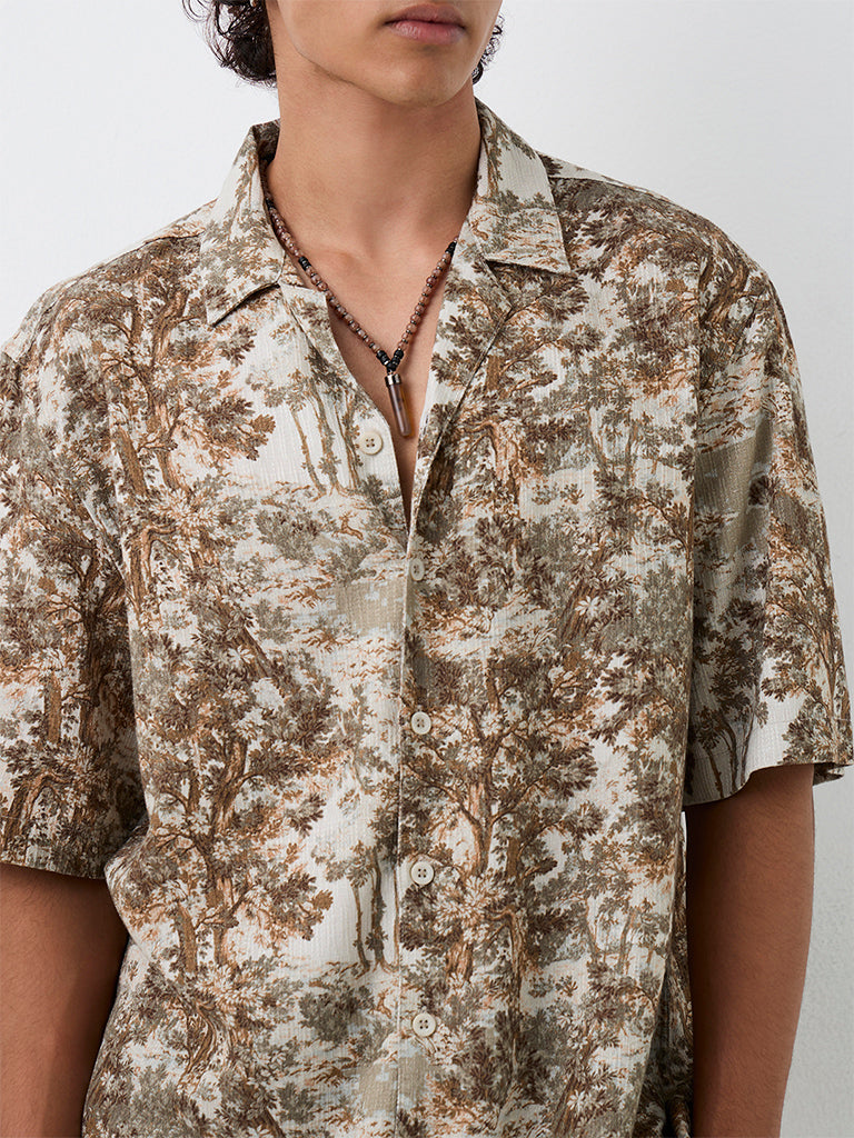 ETA Sage Foliage Printed Relaxed-Fit Shirt
