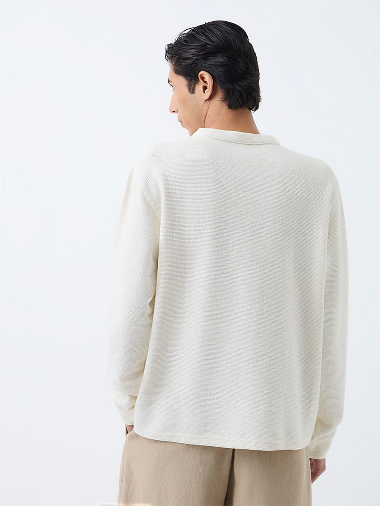 ETA Off-White Criss-Cross Tie-Up Relaxed-Fit Cotton-Blend T-Shirt