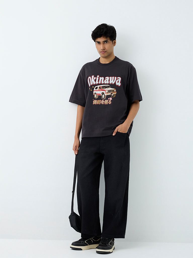 Nuon Black Barrel-Fit Mid-Rise Jeans