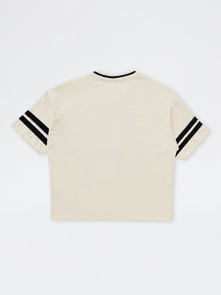 Boys Off-White Numerical Printed Cotton T-Shirt