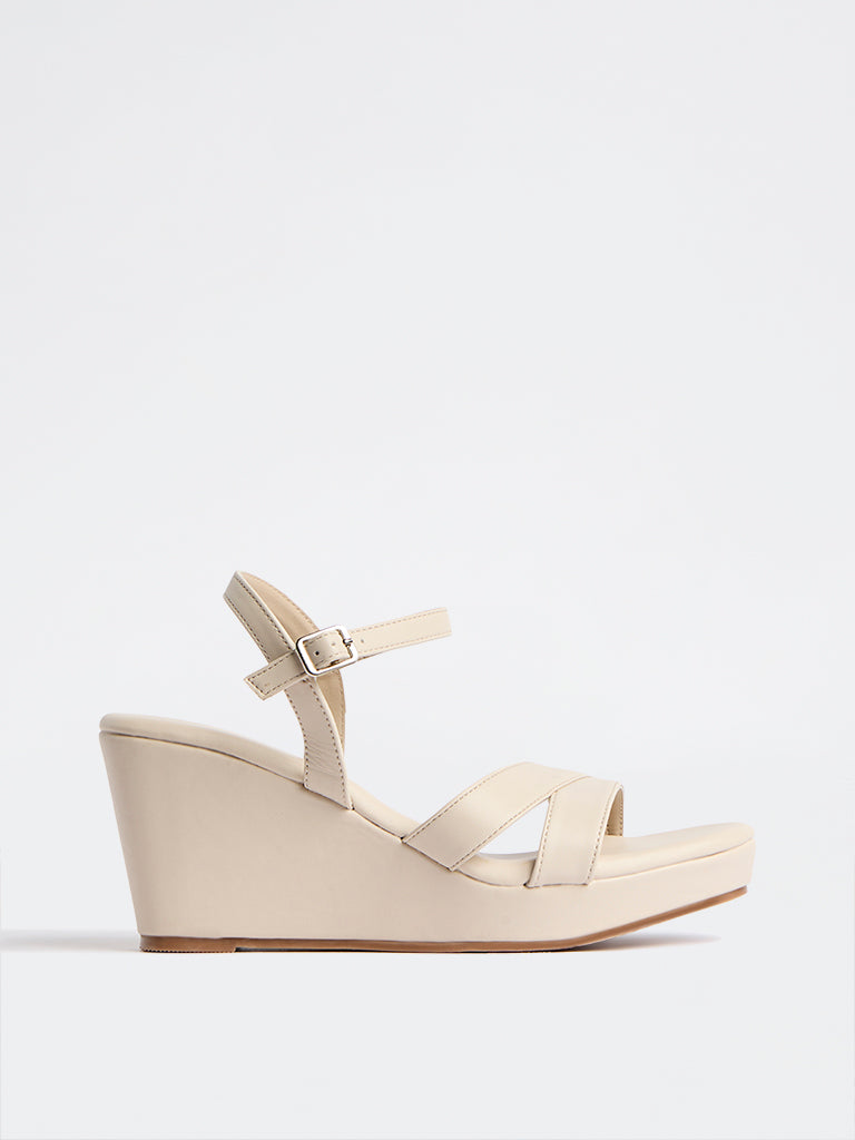 LUNA BLU Ivory Multi-Strap Wedge-Heel Sandals