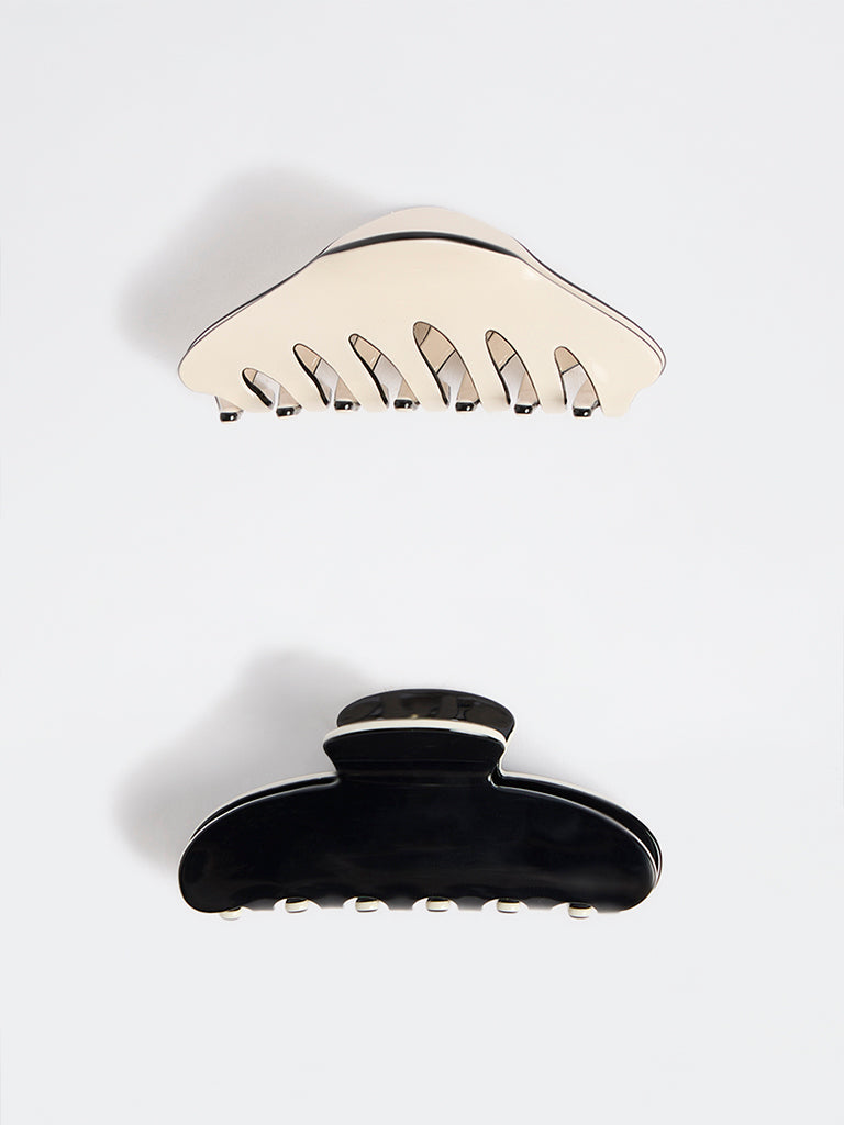 Westside Accessories Black and Ivory Claw Clips - Pack of 2