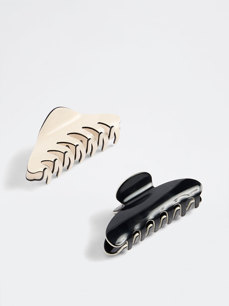 Westside Accessories Black and Ivory Claw Clips - Pack of 2