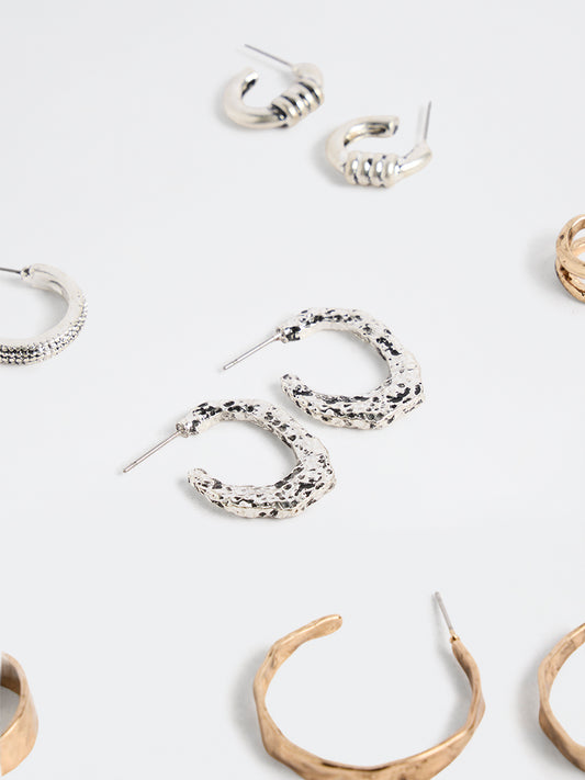 Westside Accessories Gold and Silver Multi Hoop Earrings - Pack of 6