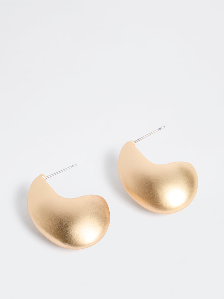 Westside Accessories Gold Statement Puff Hoop Earrings
