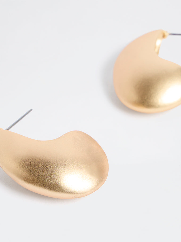 Westside Accessories Gold Statement Puff Hoop Earrings