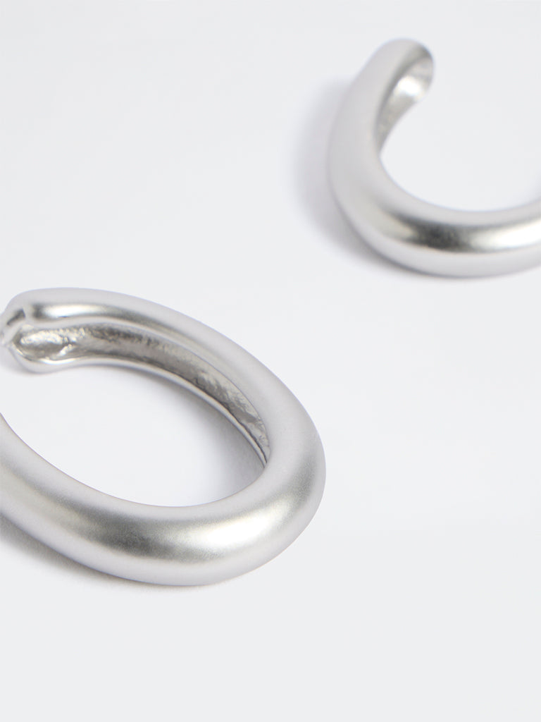 Westside Accessories Silver Oval Hoop Earrings