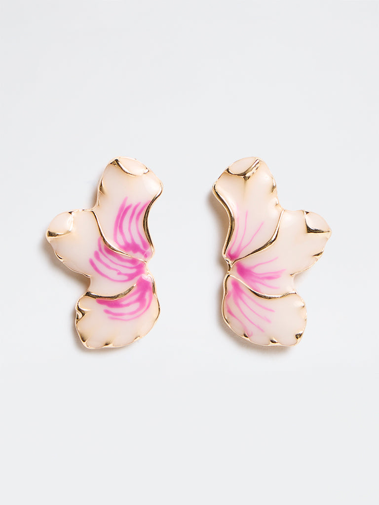 Westside Accessories Pink Floral Statement Stud Earrings