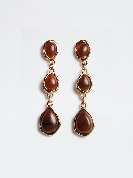 Westside Accessories Brown Statement Dangler Earrings