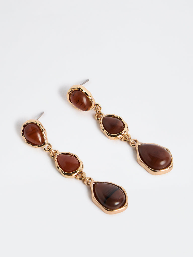 Westside Accessories Brown Statement Dangler Earrings