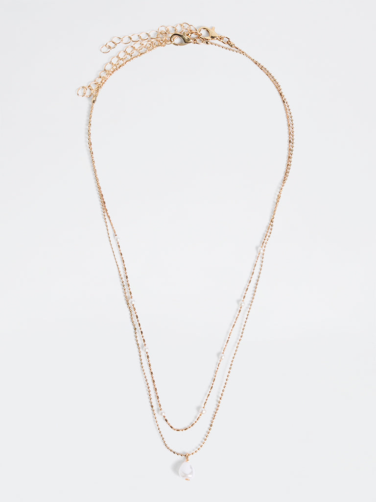 Westside Accessories Gold Pearl Detailed Layered Necklace - Pack of 2