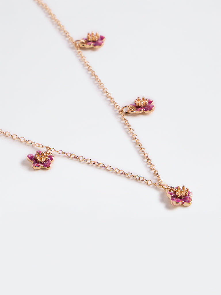 Westside Accessories Gold Floral Charm Chain Necklace