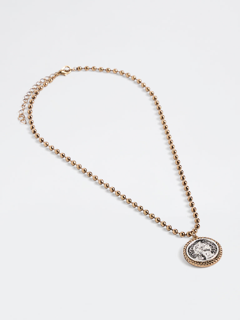 Westside Accessories Gold and Silver Vintage Coin Pendant Necklace