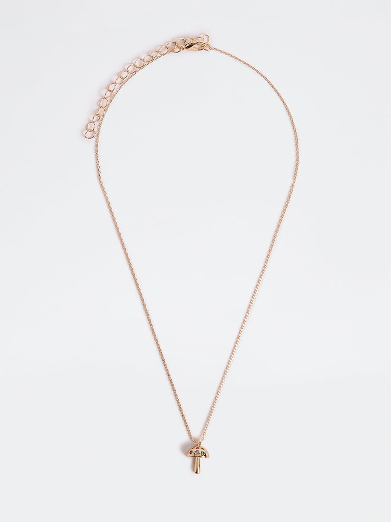 Westside Accessories Gold Mushroom Pendant Chain Necklace