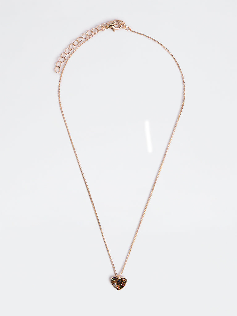 Westside Accessories Gold Heart Pendant Chain Necklace
