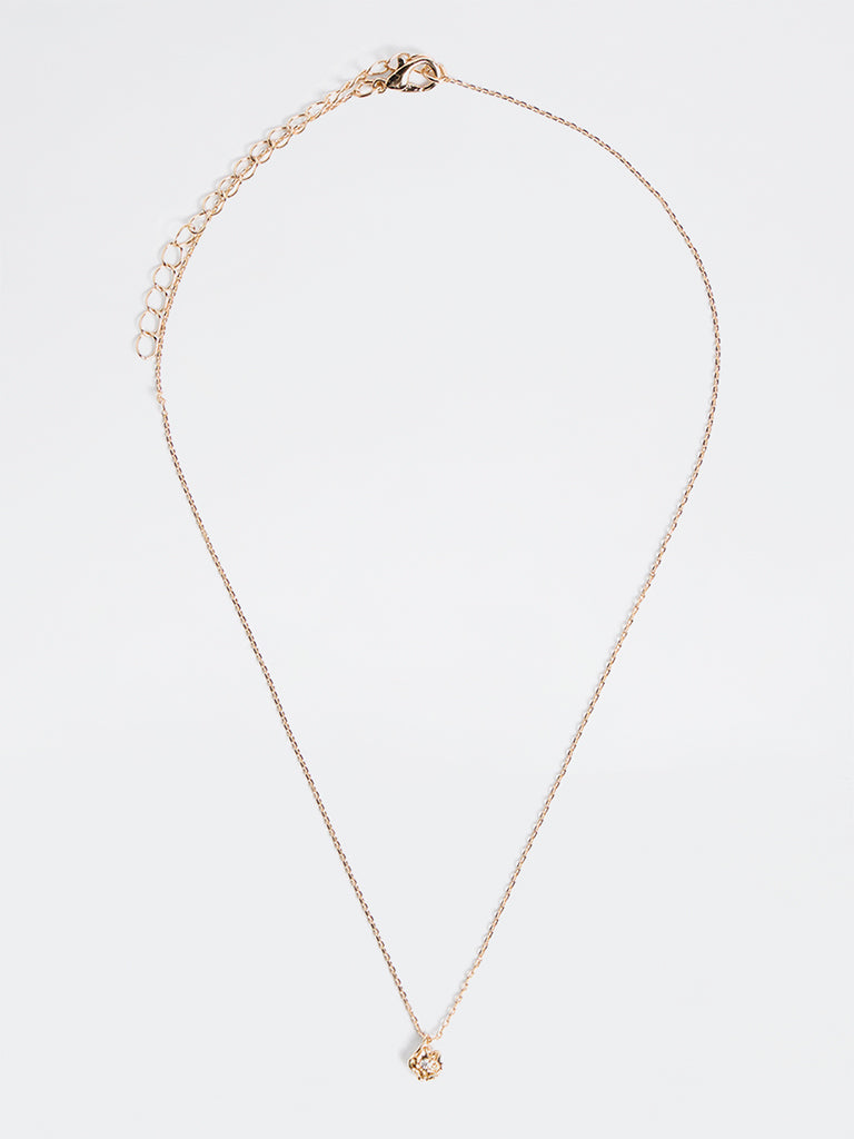 Westside Accessories Gold Floral Pendant Chain Necklace