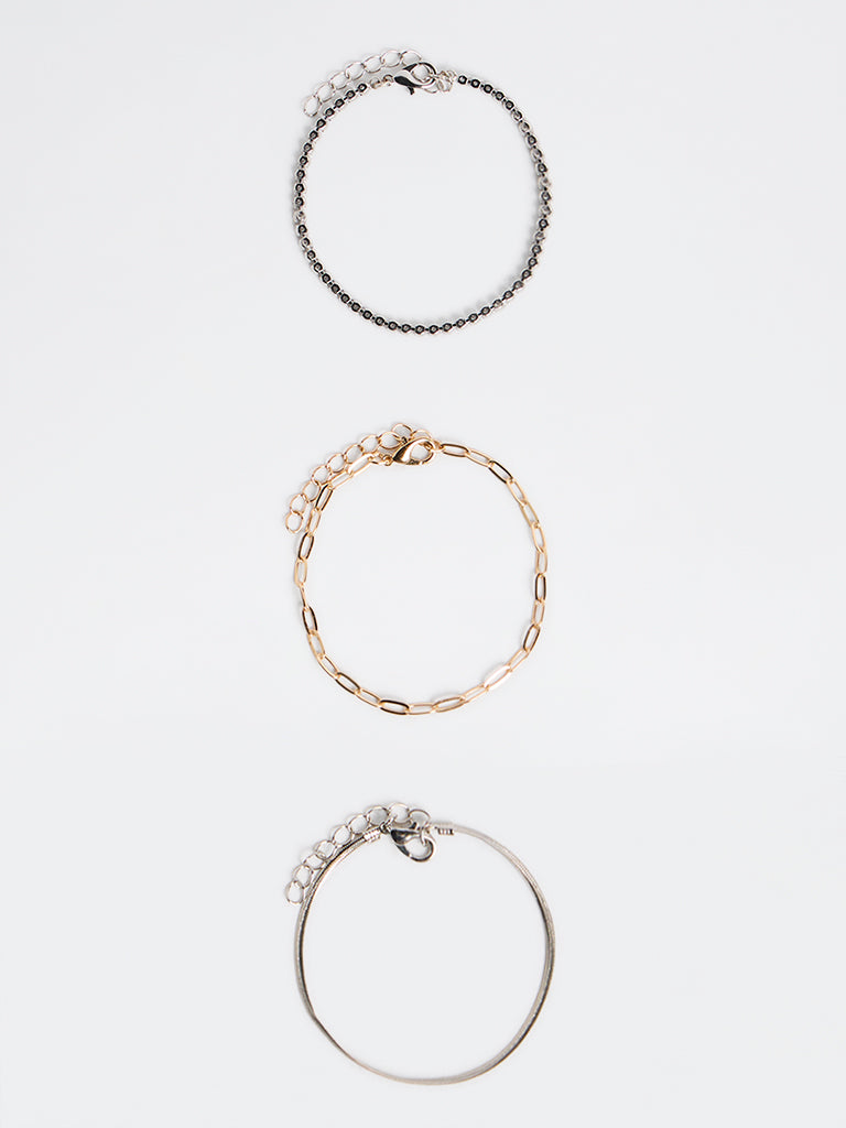Westside Accessories Gold and Silver Tennis Chain Bracelets - Pack of 3